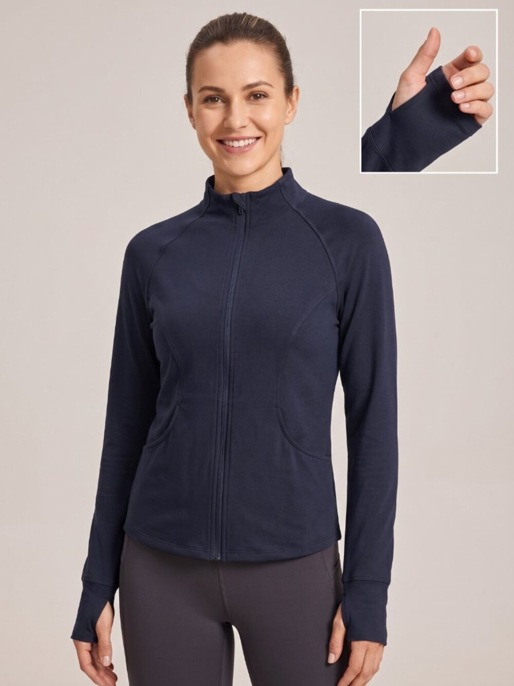 NWT G4Free Navy Blue Full Zip Athletic Track Jacket with Thumb Holes Size XL